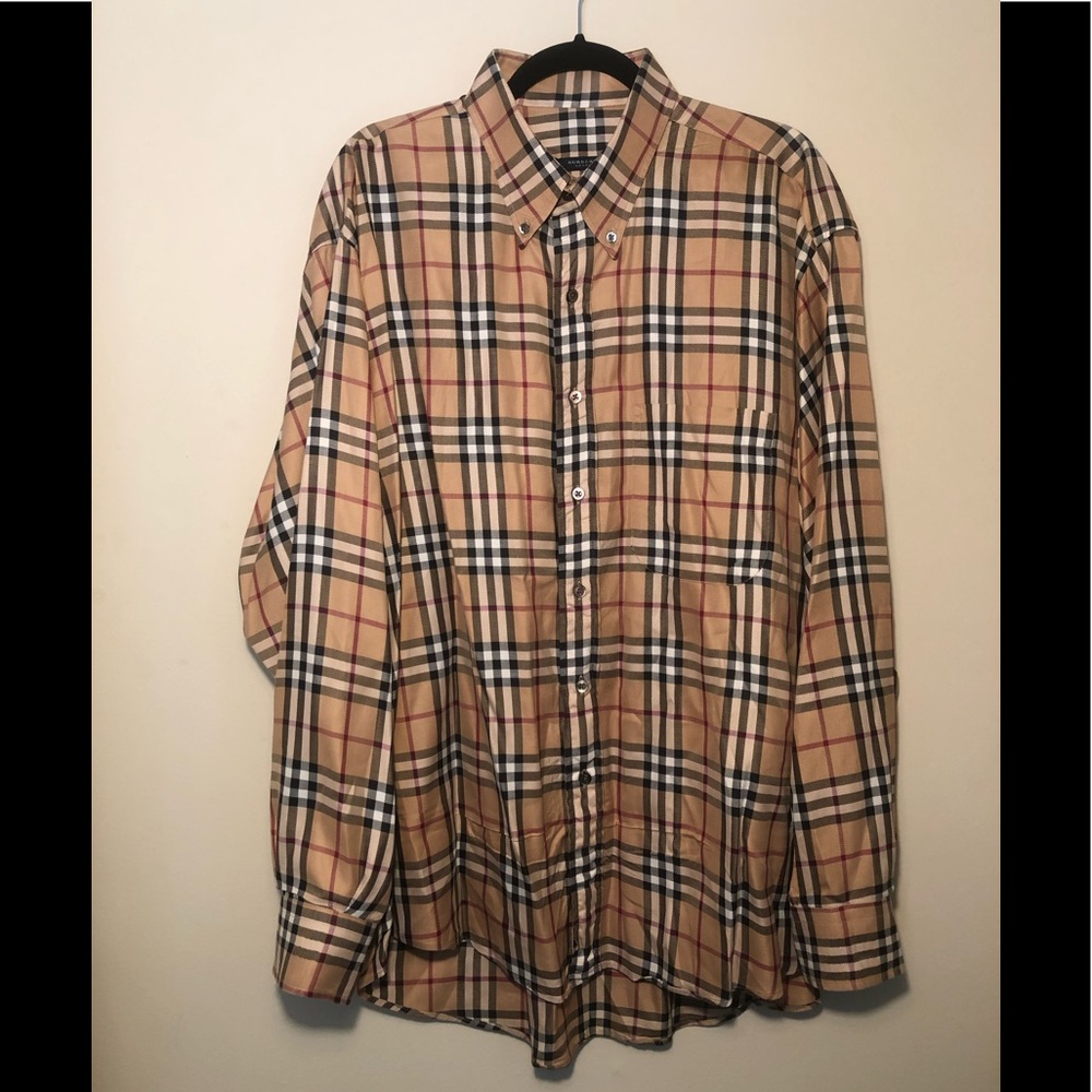 Burberry London Nova Check Plaid Long Sleeve Button Up Mens Size X-Large